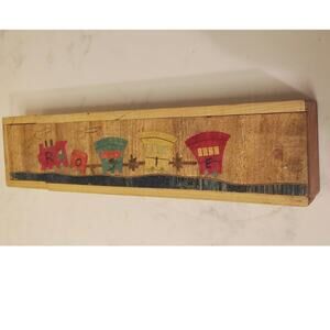 Vintage Childs Wooden  Pencil Box  9.5" X 2.25 X 1.5